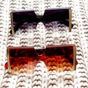 Black and brown square fashion sunglasses